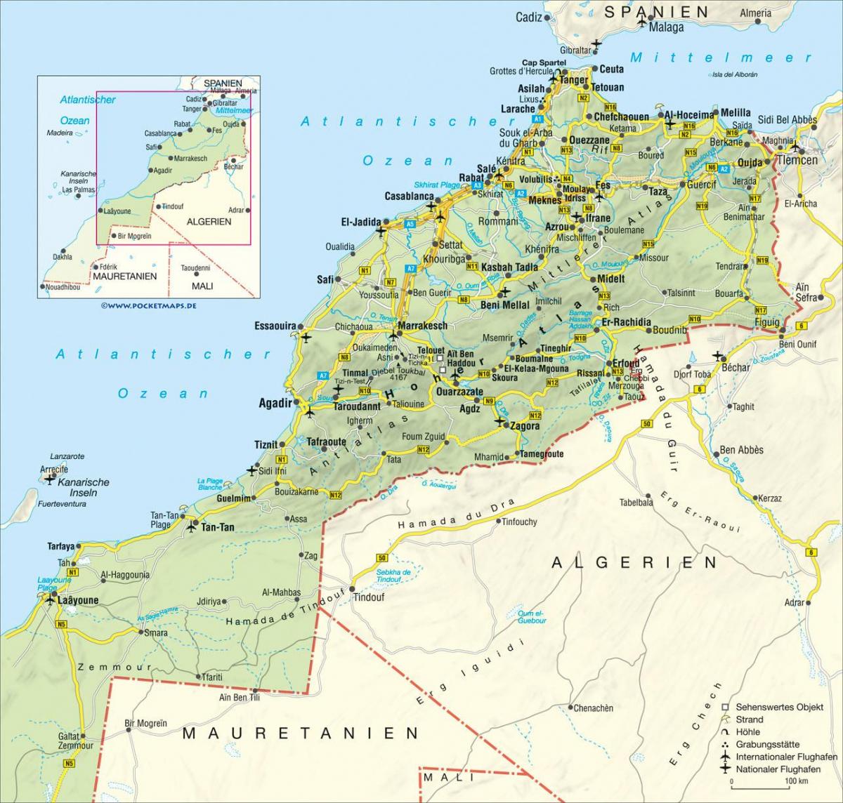Duża mapa Maroka