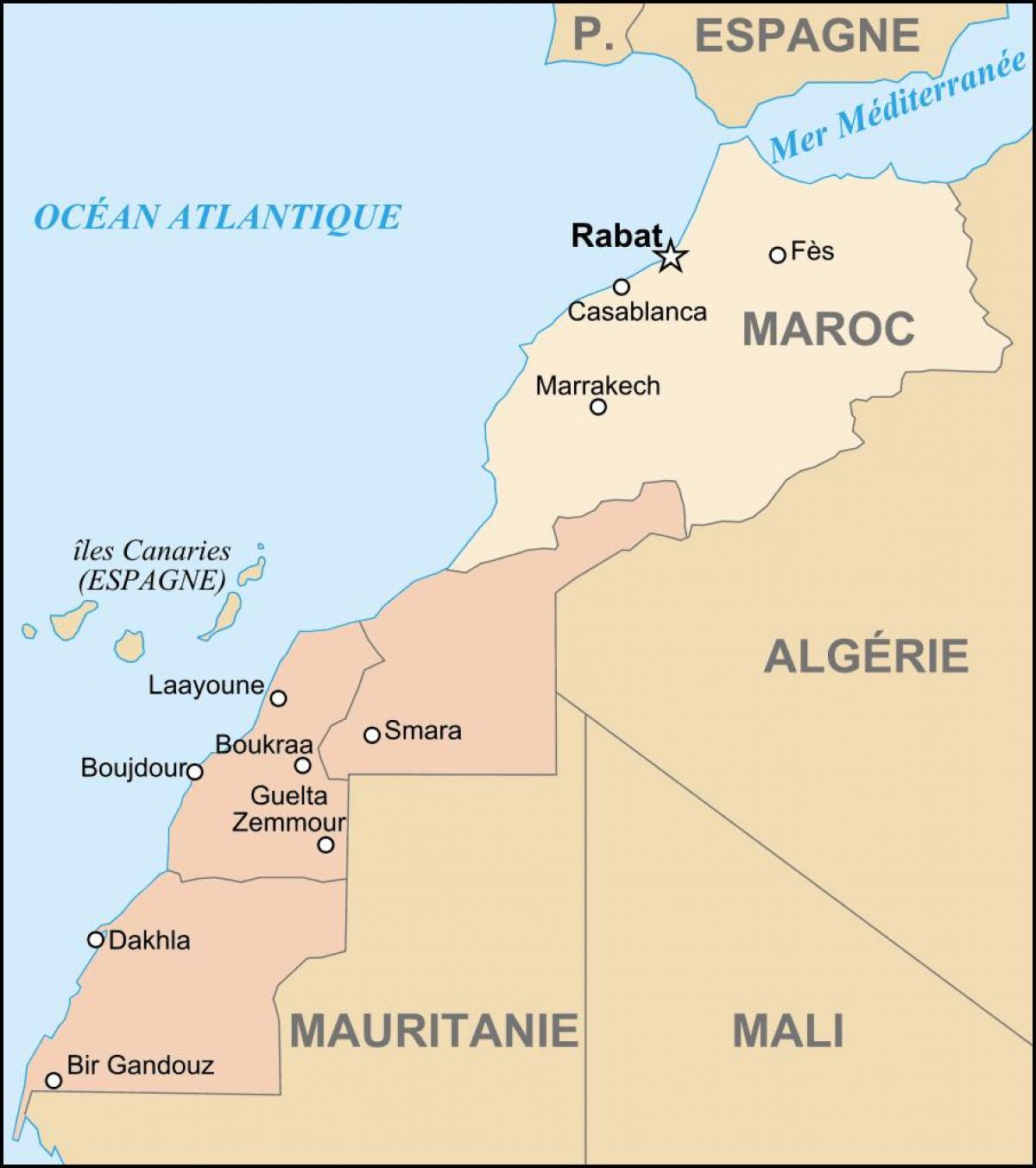 Mapa Maroka i krajów przygranicznych