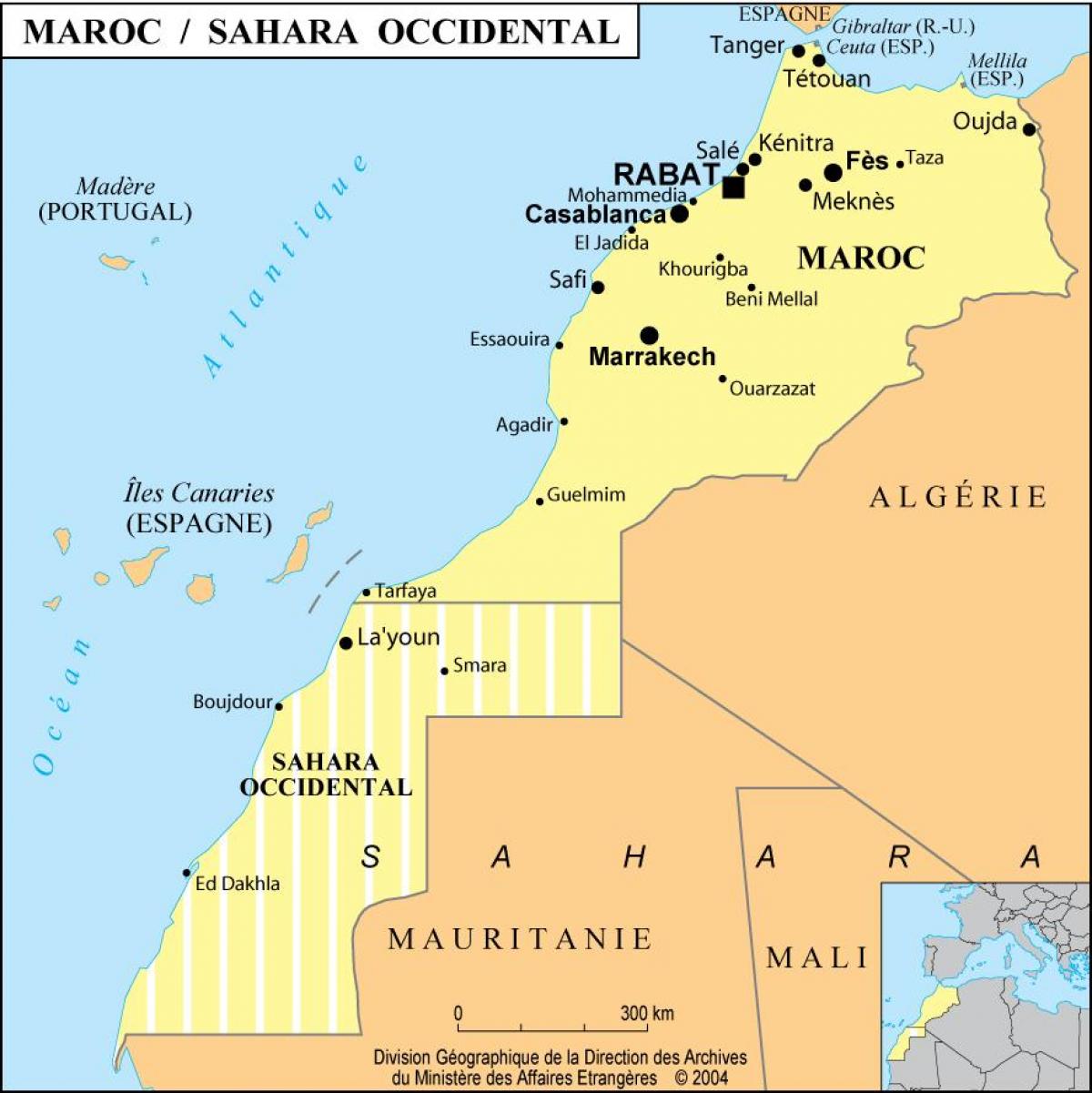 Mapa Maroka z głównymi miastami