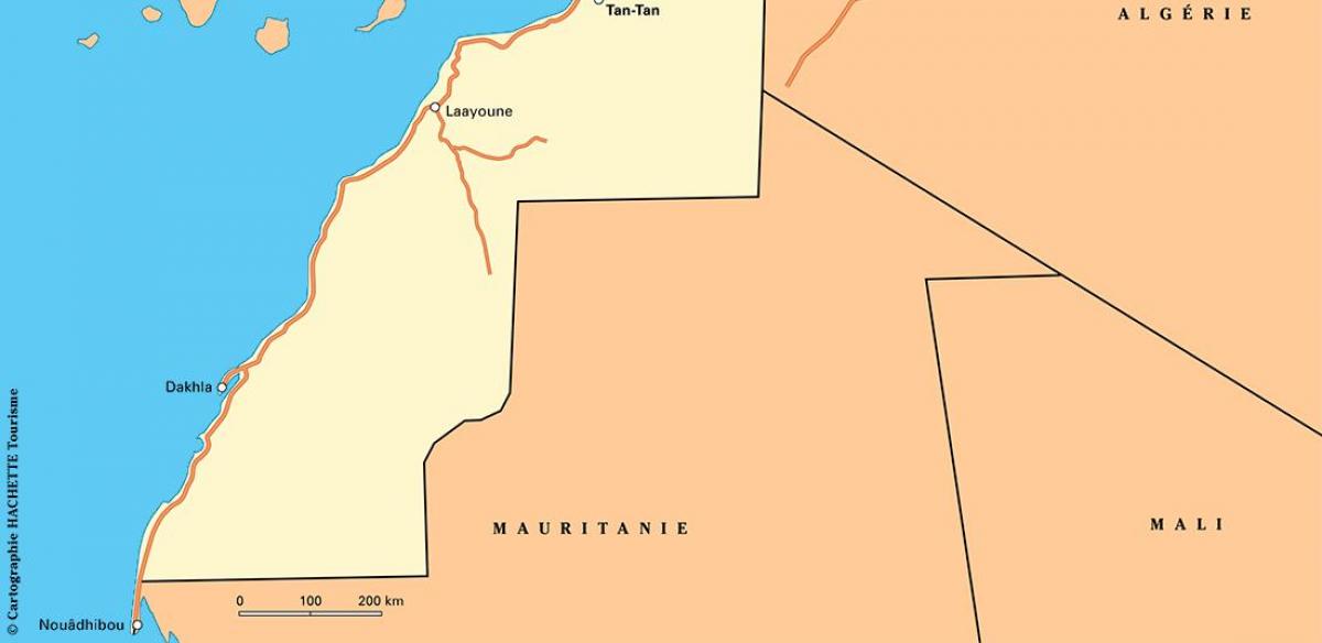 Mapa na południe od Maroka