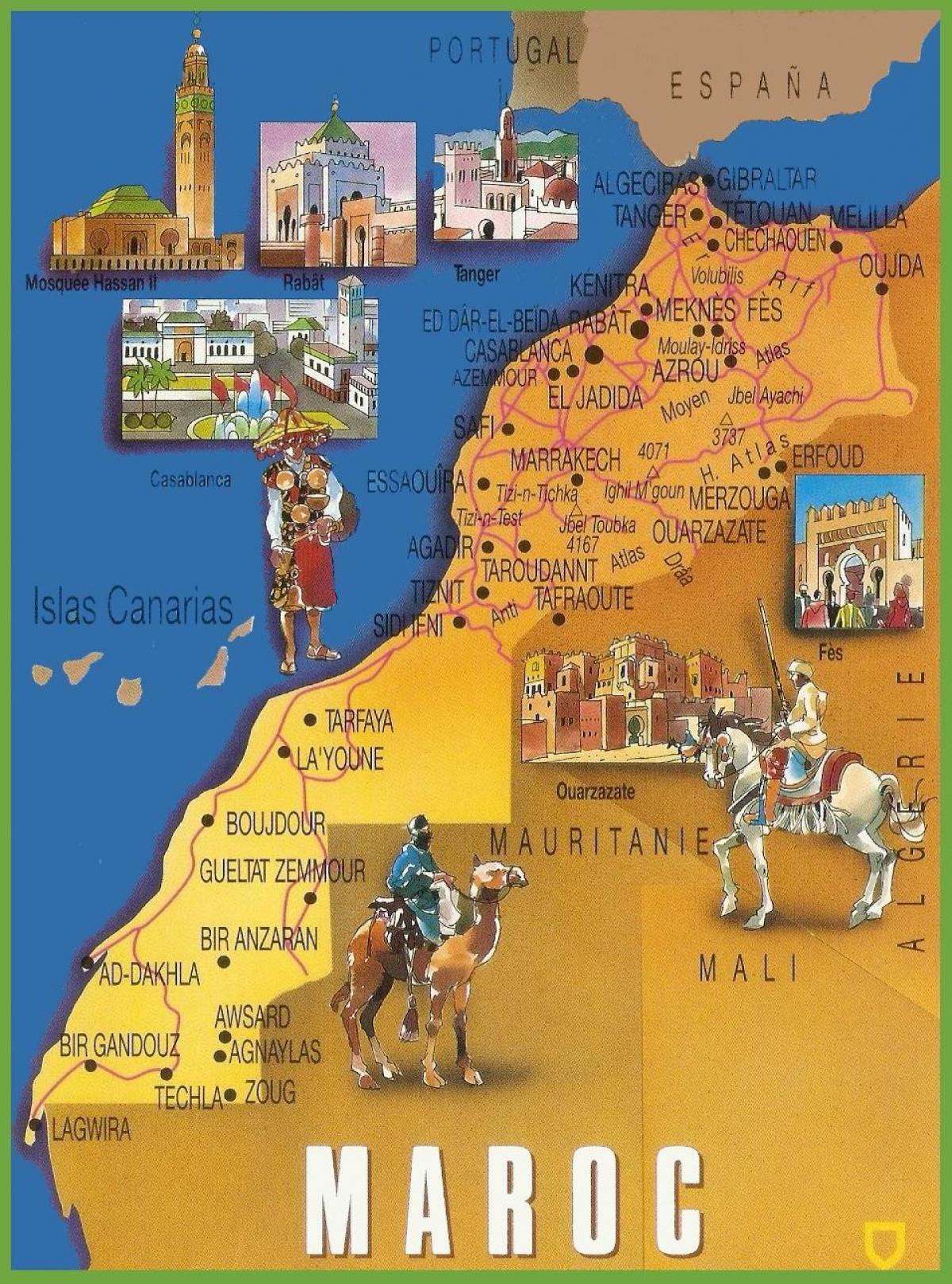 Mapa Maroka - atrakcje turystyczne