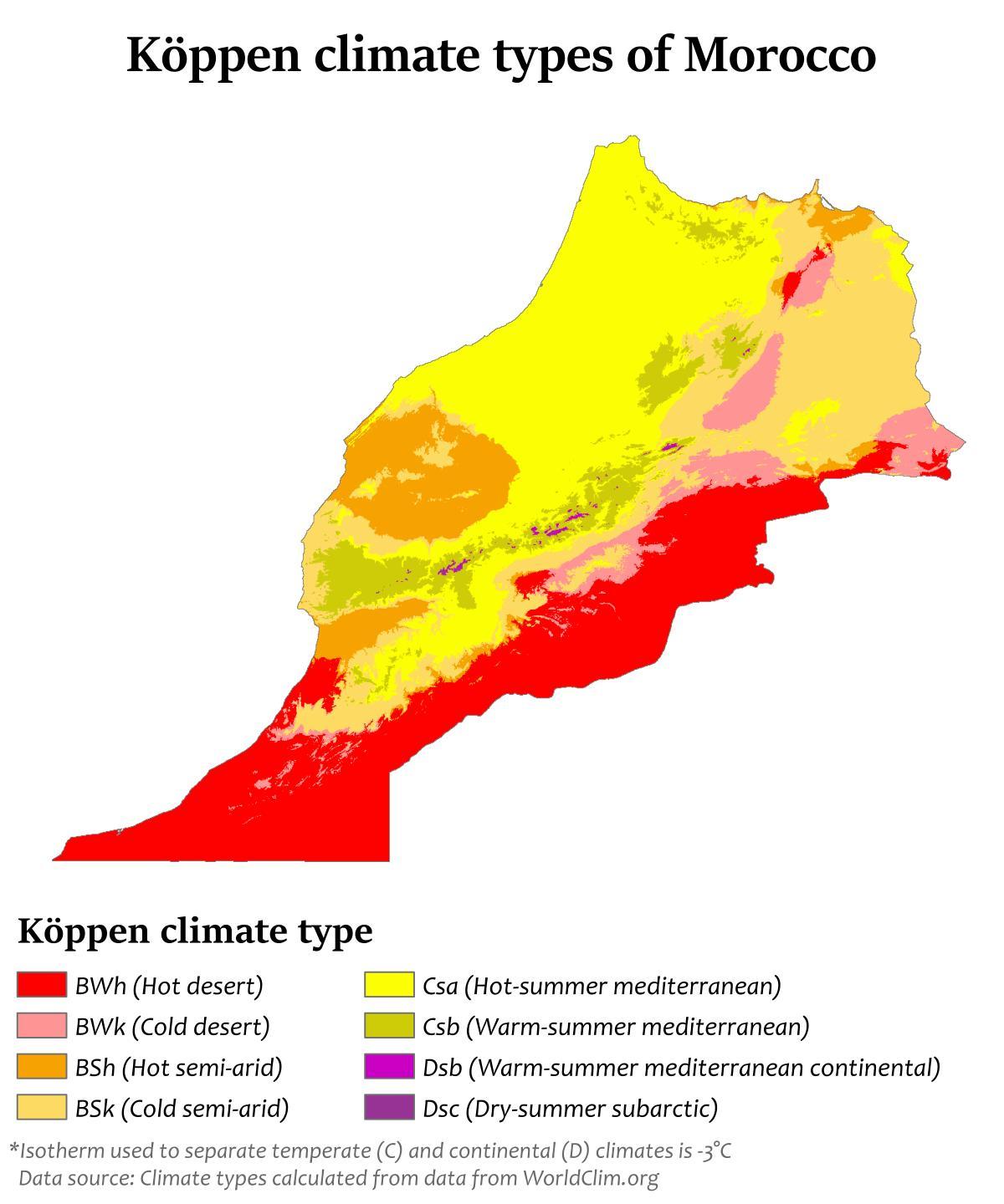 Mapa temperatury Maroka