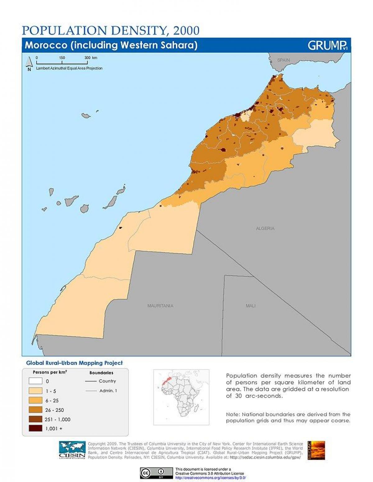 Mapa gęstości Maroka